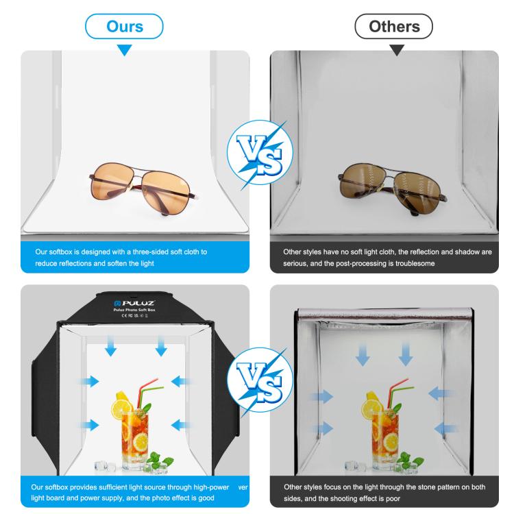 40cm Folding 72W 5500K Studio Shooting Tent Soft Box Photography Lighting Kit with 4 Colors (Black, Orange, White, Green) Backdrops, 40cm Folding 72W(AU Plug), 40cm Folding 72W(EU Plug), 40cm Folding 72W(UK Plug), 40cm Folding 72W(US Plug) –...