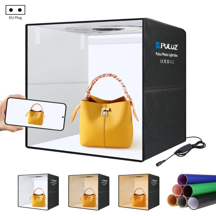PULUZ 50cm Folding Portable Ring Light PD30W Quick Charge USB Photo Lighting Studio Shooting Tent Box with 6 x Dual-Side Backdrops, Size: 50cm x 50cm x 50cm EU Plug