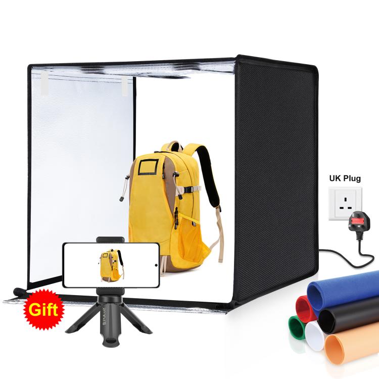 Photo Studio Light Box Portable 60 x 60 x 60 cm Light Tent LED 5500K White Light Dimmable Mini 36W Photography Studio Tent Kit with 6 Removable Backdrops (Black Orange White Green Blue Red), 60cm Box(US), 60cm Box(UK), 60cm Box(EU), 60cm Box(AU) – TPU 60cm Box(UK) UK Plug