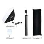 PULUZ 50x70cm Studio Softbox + 2m Tripod Mount + Single 220V E27 30W 5700K White Light LED Bulb Photography Kit, Single Bulb EU Plug, Single Bulb US Plug