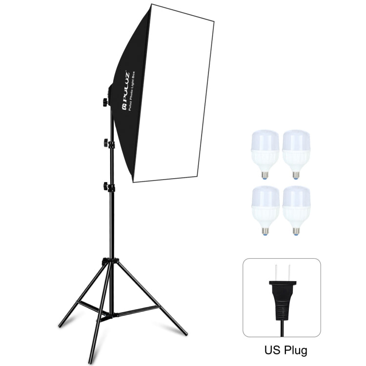 50x70cm Studio Softbox + 2m Tripod Mount + 4 x 220V E27 20W 5700K White Light LED Light Bulb Photography Lighting Kit, 4 x Bulb EU Plug, 4 x Bulb US Plug – Aluminum Alloy 4 x Bulb US Plug US Plug