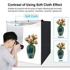 PULUZ 80cm Folding Portable 90W 14000LM High CRI White Light Photo Lighting Studio Shooting Tent Box Kit with 3 Colors Black, White, Orange Backdrops