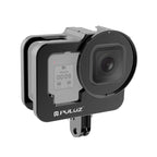PULUZ for GoPro HERO13 Black /12 Black /11 Black /10 Black /9 Black Thicken Housing Shell CNC Aluminum Alloy Protective Cage with Insurance Frame & 52mm UV Lens, For GoPro HERO9 Black Thicken For GoPro HERO9 Black Thicken