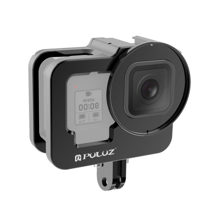 PULUZ for GoPro HERO13 Black /12 Black /11 Black /10 Black /9 Black Thicken Housing Shell CNC Aluminum Alloy Protective Cage with Insurance Frame & 52mm UV Lens, For GoPro HERO9 Black Thicken For GoPro HERO9 Black Thicken