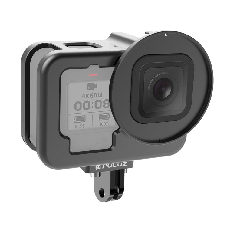 For GoPro HERO13 Black /12 Black /11 Black /10 Black /9 Black PULUZ Thin Housing Shell CNC Aluminum Alloy Protective Cage with Insurance Frame & 52mm UV Lens, For GoPro HERO9 Black Thin For GoPro HERO9 Black Thin