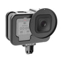 For GoPro HERO13 Black /12 Black /11 Black /10 Black /9 Black PULUZ Thin Housing Shell CNC Aluminum Alloy Protective Cage with Insurance Frame & 52mm UV Lens, For GoPro HERO9 Black Thin For GoPro HERO9 Black Thin