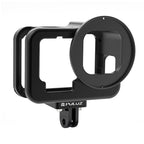 For GoPro HERO13 Black /12 Black /11 Black /10 Black /9 Black PULUZ Thin Housing Shell CNC Aluminum Alloy Protective Cage with Insurance Frame & 52mm UV Lens, For GoPro HERO9 Black Thin