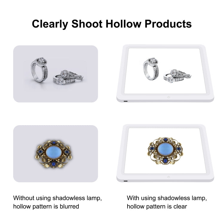 PULUZ Mini LED Photography Shadowless Light Lamp Panel Pad + Studio Shooting Tent Box, Acrylic Material, 20cm x 20cm Effective Area, 20cm(2 LED) + Shadowless Light