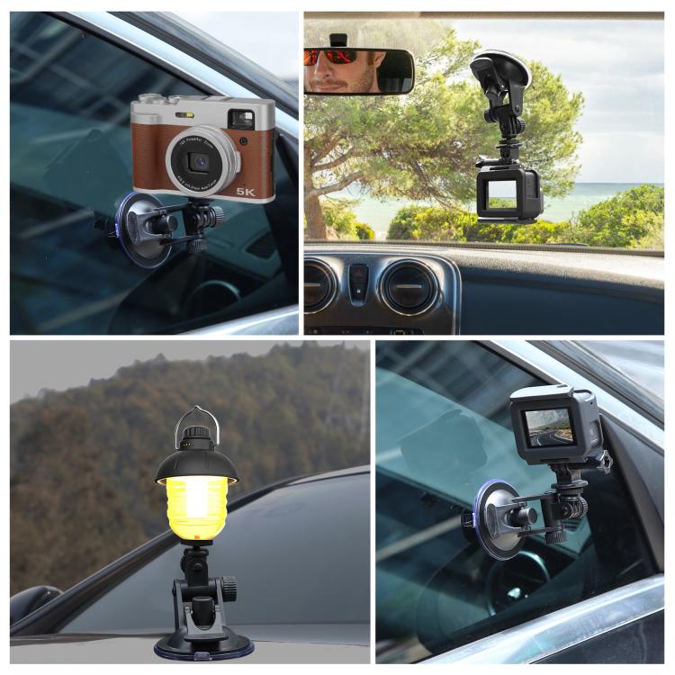 Car Suction Cup Mount with Screw & Tripod Mount Adapter & Storage Bag for GoPro, Insta360, DJI and Other Action Cameras, Sucker Mount – Durable Build, Easy to Use