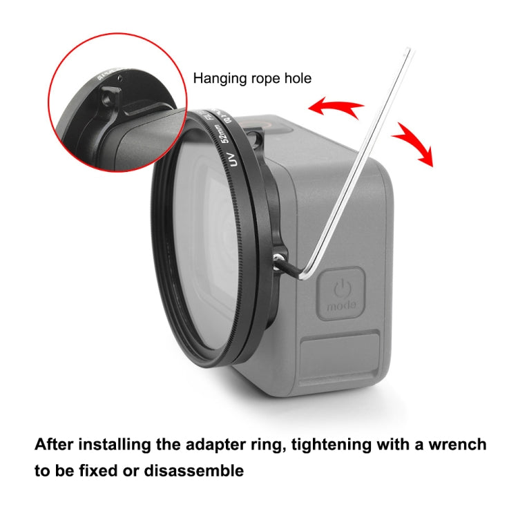 52mm UV Lens Filter for GoPro HERO12 Black /11 Black Mini /11 Black /10 Black /9 Black, with Adapter Ring, UV Filter – Aluminum Alloy