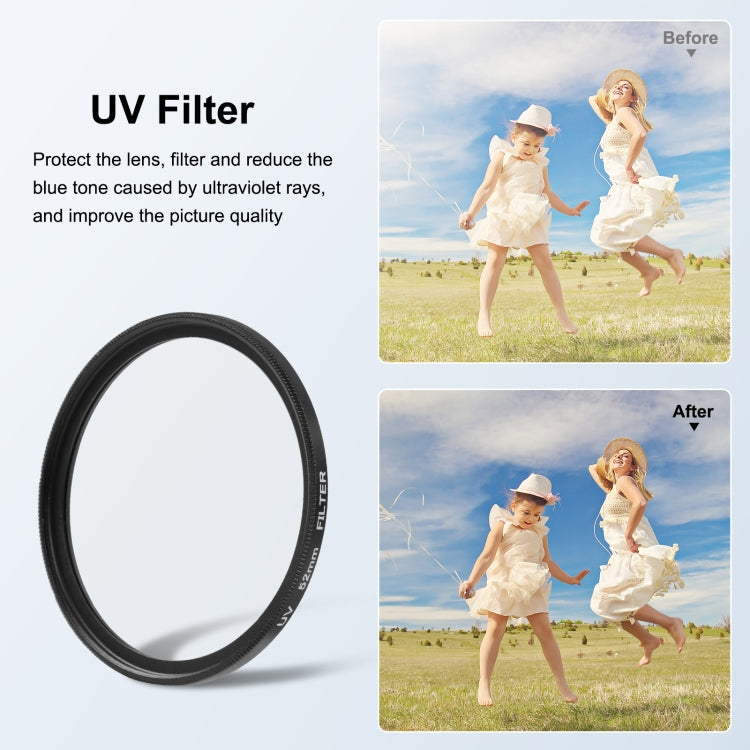 52mm UV Lens Filter for GoPro HERO12 Black /11 Black Mini /11 Black /10 Black /9 Black, with Adapter Ring, UV Filter – Aluminum Alloy