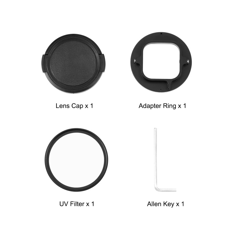 52mm UV Lens Filter for GoPro HERO12 Black /11 Black Mini /11 Black /10 Black /9 Black, with Adapter Ring, UV Filter – Aluminum Alloy