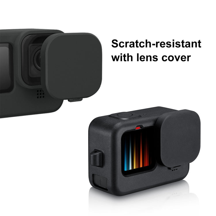 for GoPro HERO12 Black /11 Black /10 Black /9 Black Silicone Protective Case + POM Side Interface Cover with Wrist Strap & Lens Cover – Durable Build, Easy to Use, For GoPro HERO12 Black Silicone Case + Side Cover
