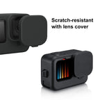 for GoPro HERO12 Black /11 Black /10 Black /9 Black Silicone Protective Case + POM Side Interface Cover with Wrist Strap & Lens Cover – Durable Build, Easy to Use, For GoPro HERO12 Black Silicone Case + Side Cover
