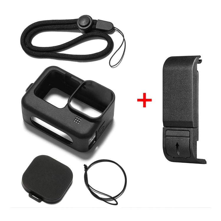 for GoPro HERO12 Black /11 Black /10 Black /9 Black Silicone Protective Case + POM Side Interface Cover with Wrist Strap & Lens Cover – Durable Build, Easy to Use, For GoPro HERO12 Black Silicone Case + Side Cover