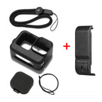 for GoPro HERO12 Black /11 Black /10 Black /9 Black Silicone Protective Case + POM Side Interface Cover with Wrist Strap & Lens Cover – Durable Build, Easy to Use, For GoPro HERO12 Black Silicone Case + Side Cover