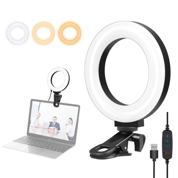 PULUZ 4.7 inch 12cm Ring Selfie Light 3 Modes USB Dimmable Dual Color Temperature LED Curved Vlogging Photography Video Lights with Monitor Clip Holder, 4.7 inch+Clip 4.7 inch+Clip