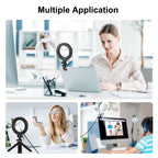 PULUZ 4.7 inch 12cm Ring Selfie Light 3 Modes USB Dimmable Dual Color Temperature LED Curved Vlogging Photography Video Lights with Monitor Clip Holder, 4.7 inch+Clip