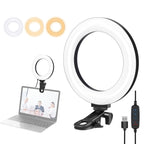 PULUZ 6.2 inch 16cm Ring Selfie Light 3 Modes USB Dimmable Dual Color Temperature LED Curved Vlogging Photography Video Lights with Monitor Clip Holder, 6.2 inch Light+Clip 6.2 inch Light+Clip