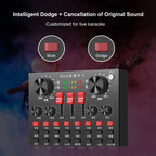 Live Broadcasting Sound Card Bluetooth Karaoke Singing Recording Sound Mixer for Mobile Phone / Computer / Laptop / Tablet PC, Chinese Version, Chinese Version – Bluetooth, TPU