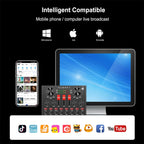 Live Broadcasting Sound Card Bluetooth Karaoke Singing Recording Sound Mixer for Mobile Phone / Computer / Laptop / Tablet PC, Chinese Version, Chinese Version – Bluetooth, TPU