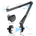 Studio Broadcast Professional Singing Microphone Kits with Suspension Scissor Arm & Metal Shock Mount & USB Sound Card, Microphone Kits (Black), Microphone Kits (Silver) – TPU
