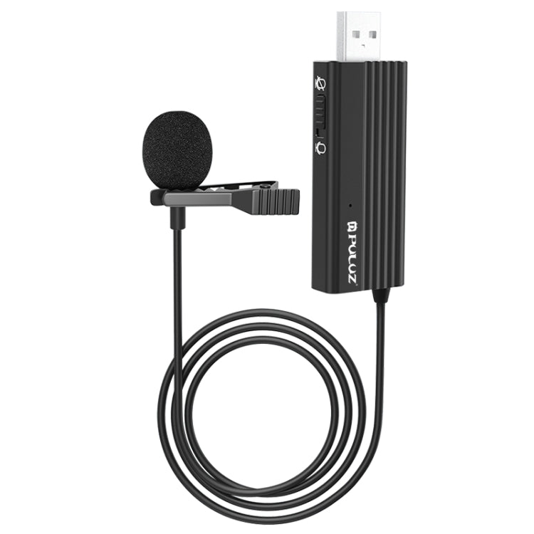 PULUZ USB Clip-on Wired Lapel Mic Recording Microphone Lavalier Silent Condenser Microphone, 1.2m USB 1.2m USB