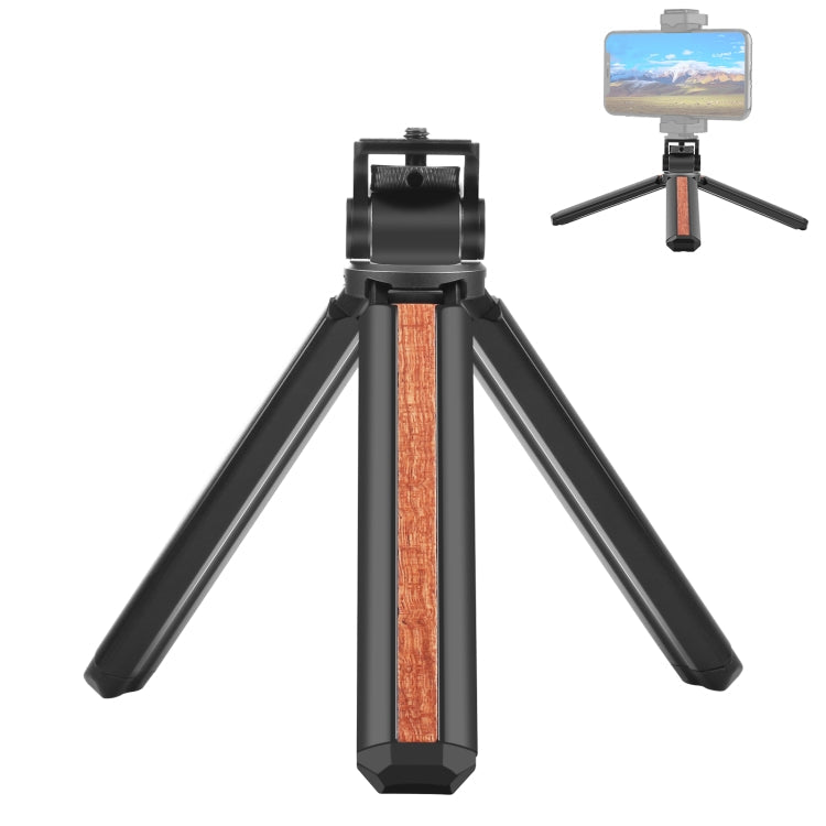 Inlaid Wood Desktop Vlogging Live Tripod Holder with Tripod Head, Inlaid Wood Tripod with Tripod Head – Aluminum Alloy Inlaid Wood Tripod with Tripod Head
