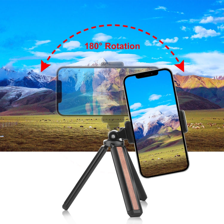 Inlaid Wood Desktop Vlogging Live Tripod Holder with Tripod Head, Inlaid Wood Tripod with Tripod Head – Aluminum Alloy