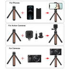 Inlaid Wood Desktop Vlogging Live Tripod Holder with Tripod Head, Inlaid Wood Tripod with Tripod Head – Aluminum Alloy