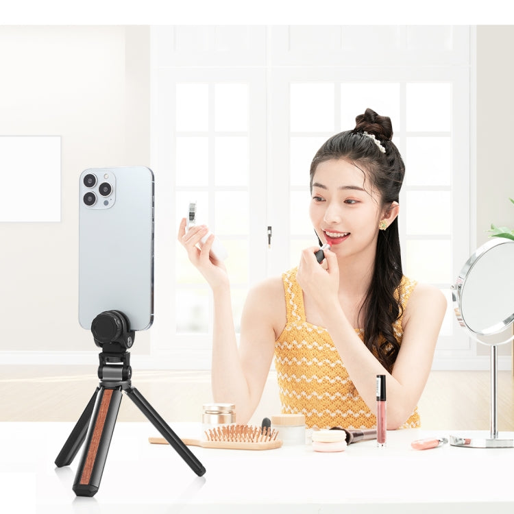 Inlaid Wood Desktop Vlogging Live Tripod Holder with Tripod Head, Inlaid Wood Tripod with Tripod Head – Aluminum Alloy