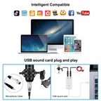 PULUZ Condenser Microphone Studio Broadcast Professional Singing Microphone Kits with Suspension Scissor Arm & Metal Shock Mount & USB Sound Card, Power By 48V, 48V Microphone Kits (Gold)