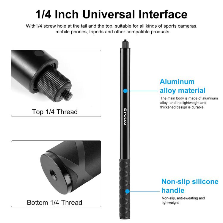 PULUZ 2m Metal Selfie Stick Monopod for Insta360 One RS / X2 / X3, 2m Monopod