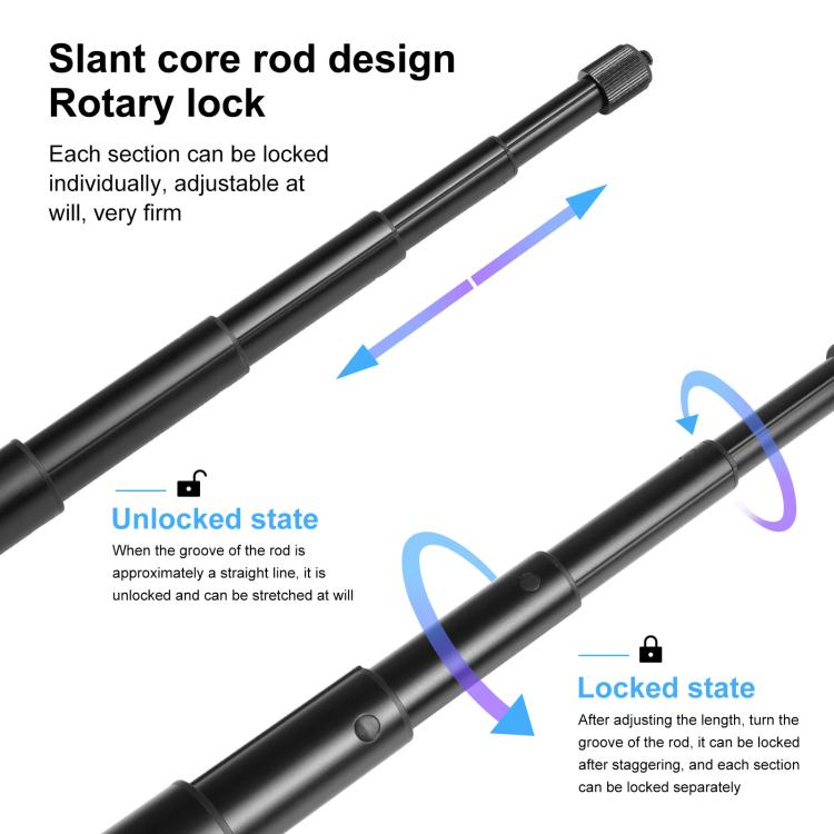 PULUZ 2m Metal Selfie Stick Monopod for Insta360 One RS / X2 / X3, 2m Monopod