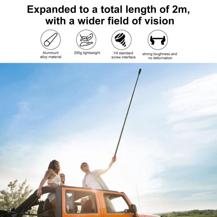 PULUZ 2m Metal Selfie Stick Monopod for Insta360 One RS / X2 / X3, 2m Monopod