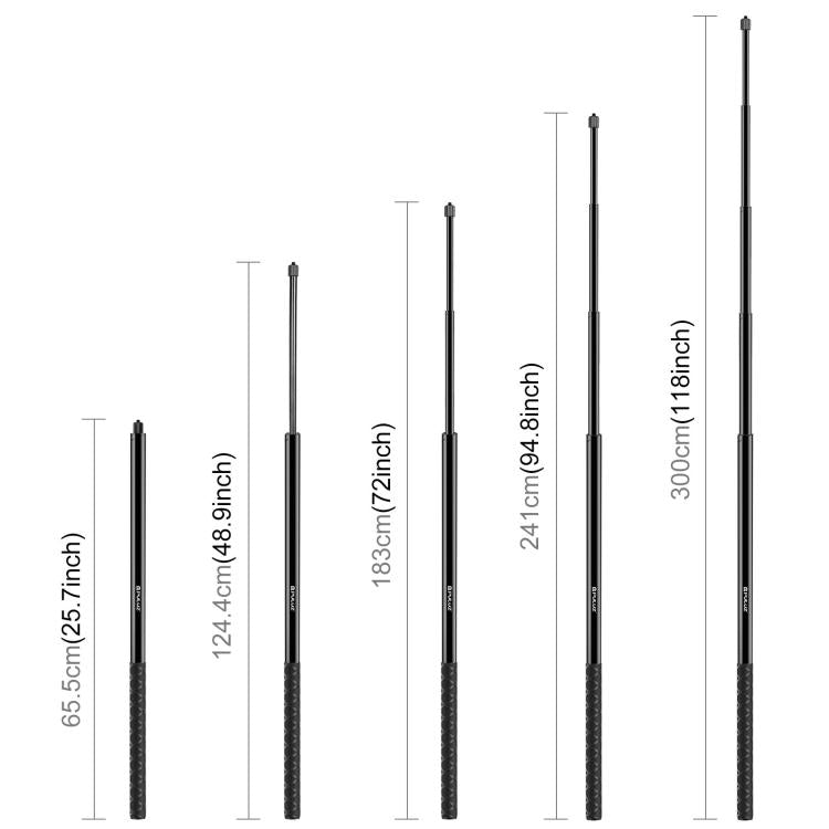 PULUZ 3m Metal Selfie Stick Monopod for Insta360 One RS / X2 / X3, 3m Monopod