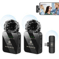 PULUZ Wireless Lavalier Microphone for Type-C Phone, Type-C Receiver and Dual Microphones, Type-C 2 TX + 1 RX Type-C 2 TX + 1 RX