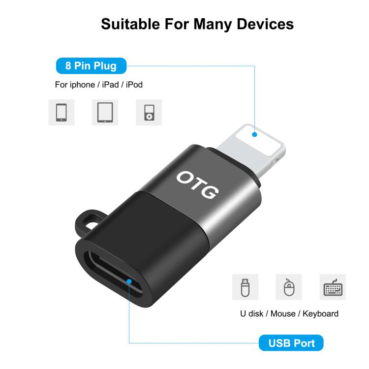 8 Pin to USB-C / Type-C PD OTG Adapter, 8 Pin OTG Adapter