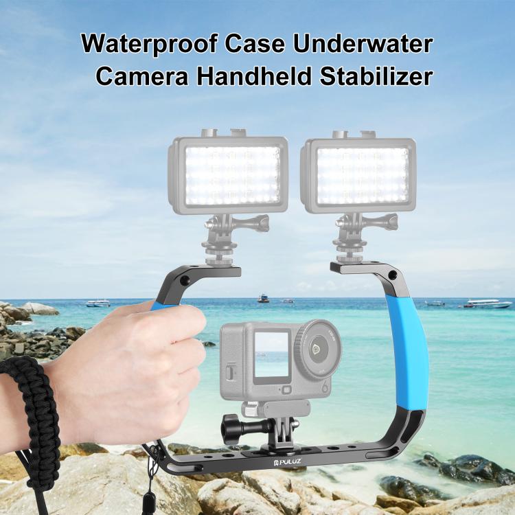 PULUZ Dual Silicone Handles Aluminium Alloy Underwater Diving Rig for GoPro, Other Action Cameras and Smartphones, For Action Cameras and Smartphones