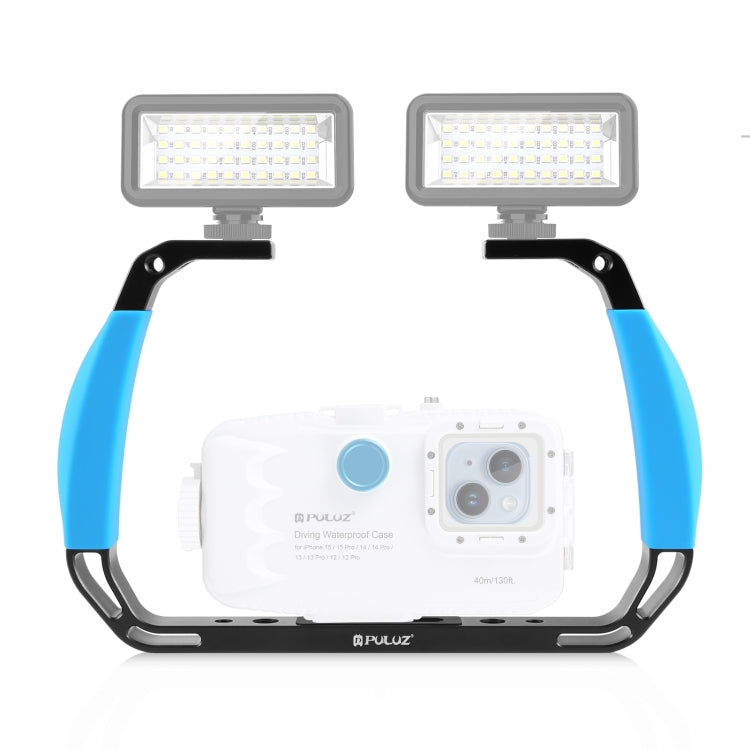 PULUZ Dual Silicone Handles Aluminium Alloy Underwater Diving Rig for GoPro, Other Action Cameras and Smartphones, For Action Cameras and Smartphones For Action Cameras and Smartphones Blue