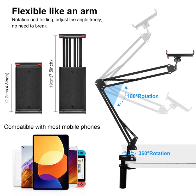 Live Broadcast Desktop Articulating Arm Holder with Tablet Clamp,...