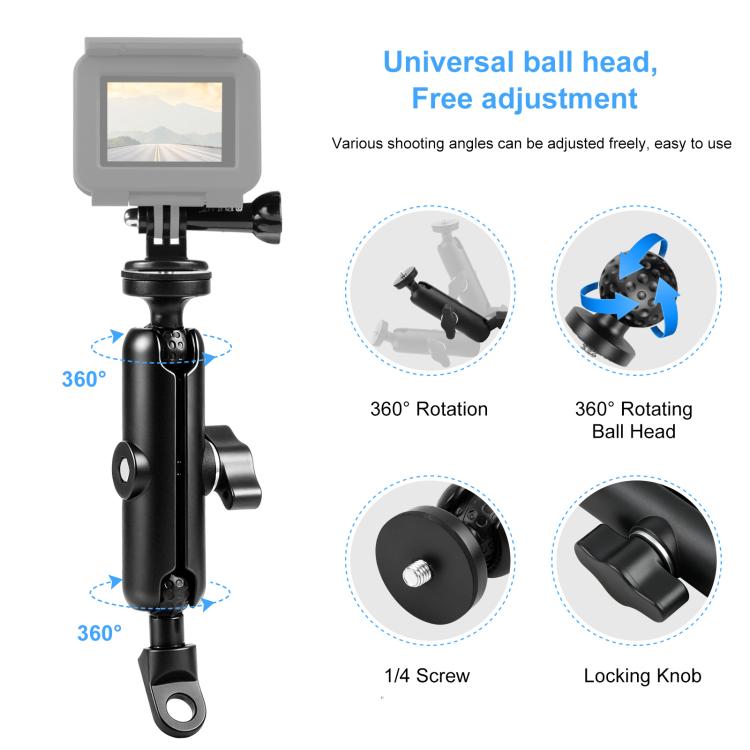 PULUZ Motorcycle Holder Mirror Base Hole Fixed Mount for GoPro and Other Action Cameras, Mirror Base Hole Mount
