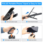 PULUZ 1.3m Phone Selfie Stick Tripod Vlog Live Streaming Holder with Phone Clip, 1.4m Phone Tripod