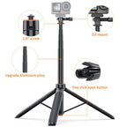 PULUZ 1.3m Action Camera Selfie Stick Tripod Vlog Live Streaming Holder, 1.4m Action Camera Tripod