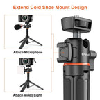 Mini Phone Camera Extension Tripod Stand 360 Degree Ball Head Cold Shoe Selfie Stick, Phone Camera Tripod – Aluminum Alloy