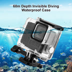 For GoPro HERO 4K 2024 60m / 196ft Waterproof Housing Protective Case with Buckle Basic Mount & Screw, Waterproof Case – Waterproof, Tempered Glass, 4K