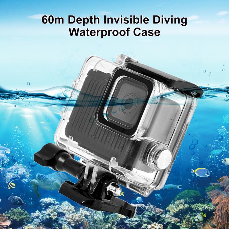 For GoPro HERO 4K 2024 60m / 196ft Waterproof Housing Protective Case with Buckle Basic Mount & Screw, Waterproof Case – Waterproof, Tempered Glass, 4K