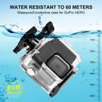 For GoPro HERO 4K 2024 60m / 196ft Waterproof Housing Protective Case with Buckle Basic Mount & Screw, Waterproof Case – Waterproof, Tempered Glass, 4K