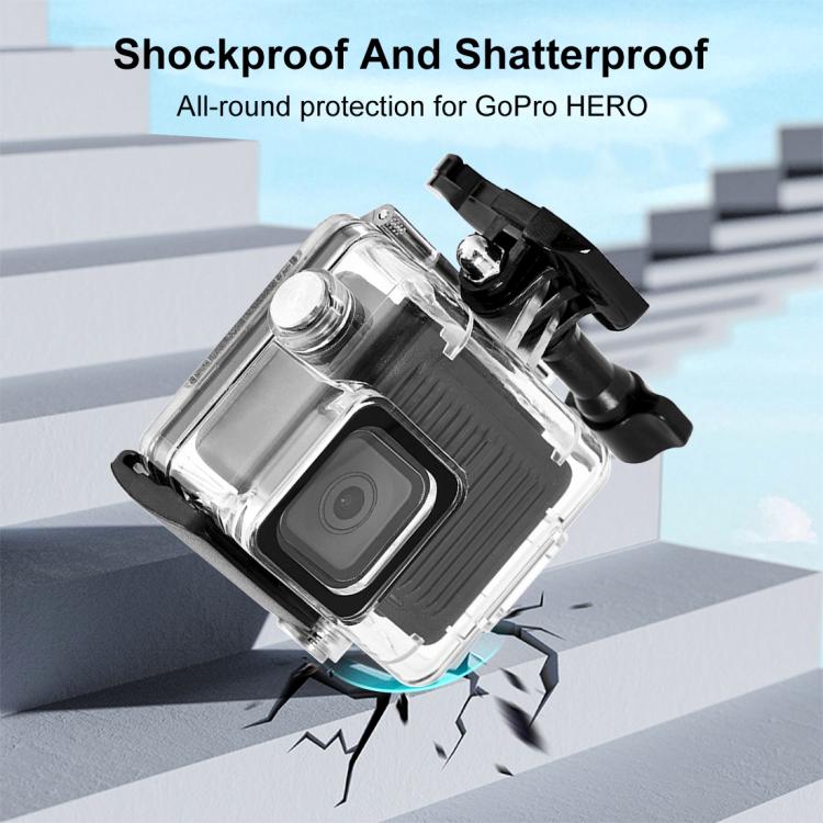 For GoPro HERO 4K 2024 60m / 196ft Waterproof Housing Protective Case with Buckle Basic Mount & Screw, Waterproof Case – Waterproof, Tempered Glass, 4K