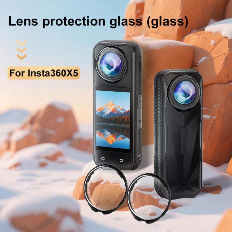 For Insta360 X5 Rotating Optical Tempered Glass Lens Guard Protective Cover, Rotating Glass Lens Guard – Waterproof, Tempered Glass
